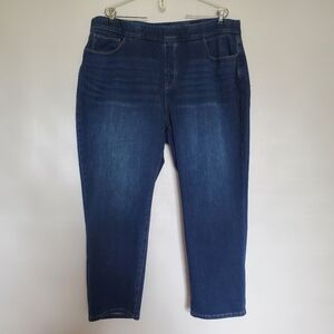 SOFT SURROUNDINGS JEANS WOMENS SZ 2X STRAIGHT LEG PULL ON BLUE  ELASTIC WAIST